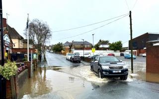 Collingwood Road in Shanklin this morning (Saturday) after heavy rain.
