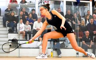 Amelie Haworth in action in the final of the English Junior Championships 2024