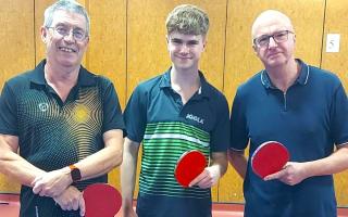 Isle of Wight Table Tennis League Division 1 champions Ryde C, from left: Graham Evans Ryan Cates and Paul Rainford.